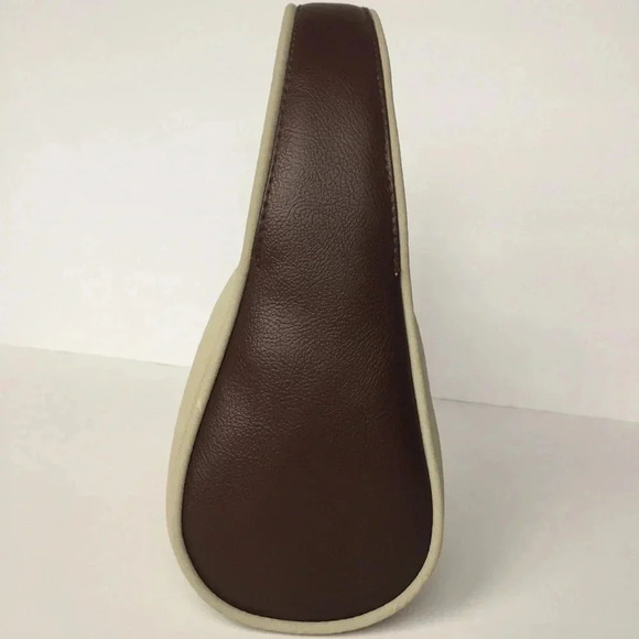 Beige cream faux leather mini handbag satchel  vegan clutch - Picture 3 of 14